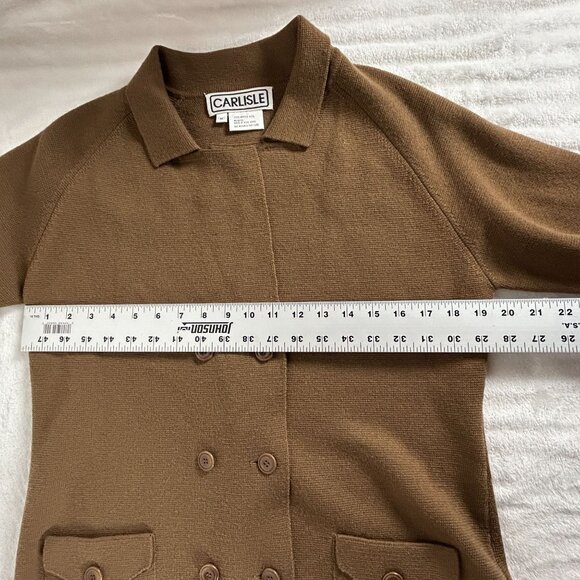 Carlisle Womens Double-Breasted Knit Cardigan Sweater Medium Merino Wool Brown - Picture 7 of 8